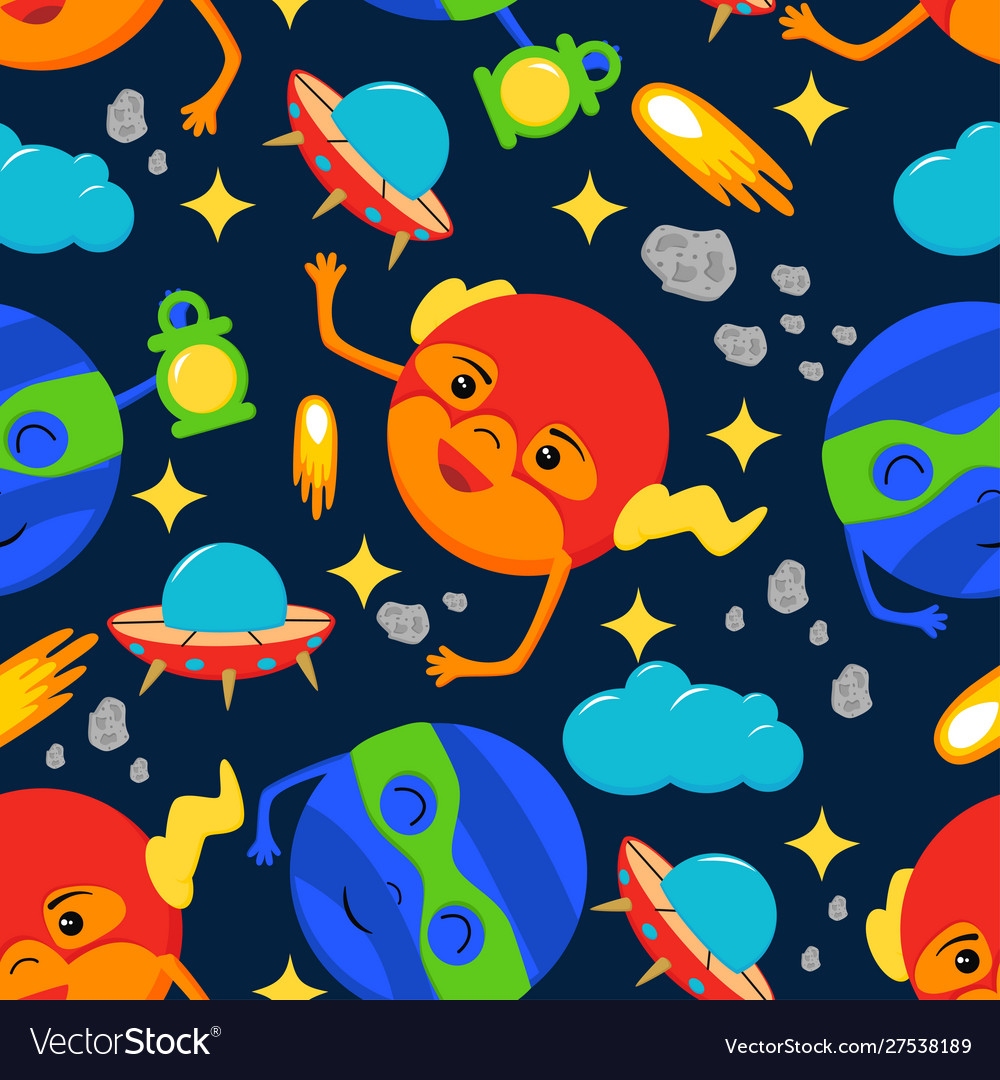 Seamless pattern with planets vector image Seamless pattern with planets