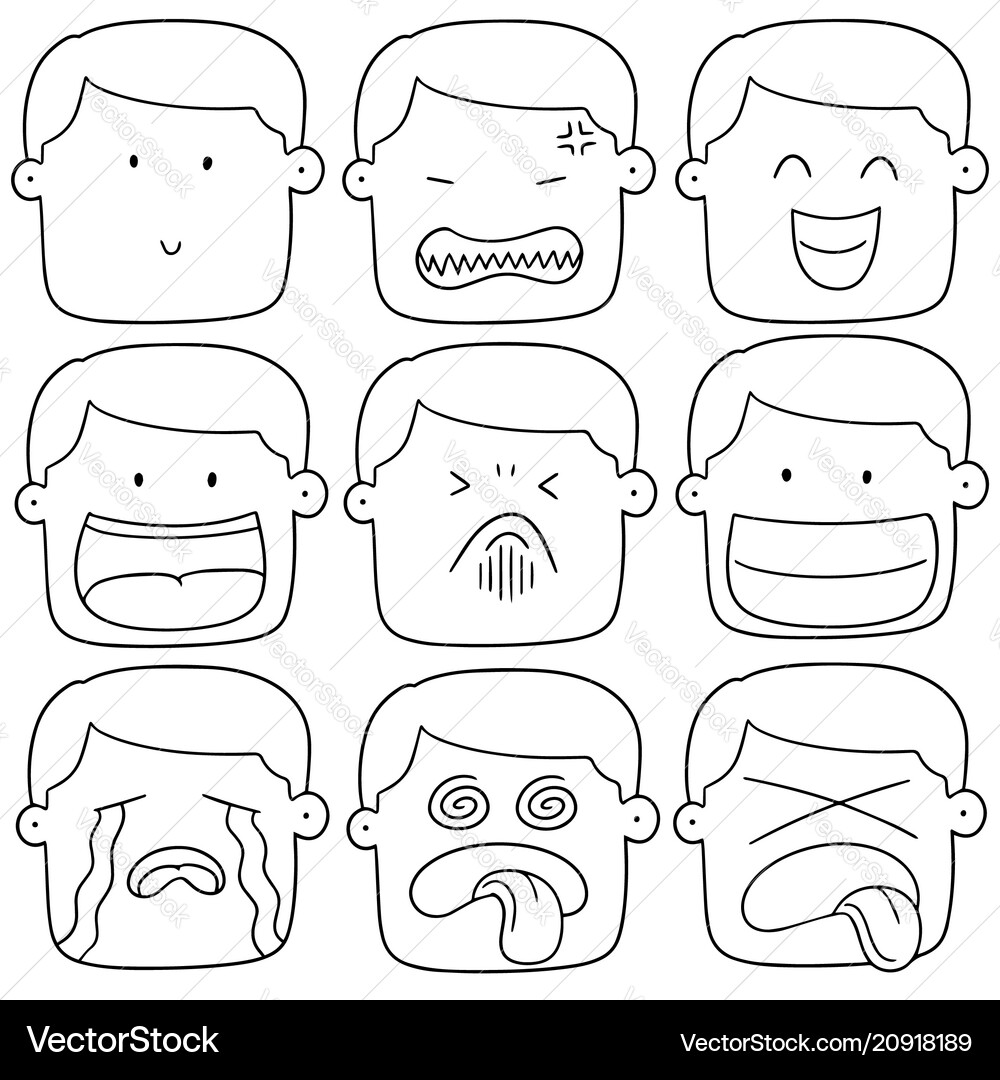Set of cartoon face Royalty Free Vector Image - VectorStock