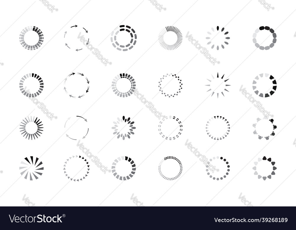 Updated progress circle bar set icon vector image Updated progress circle bar set icon