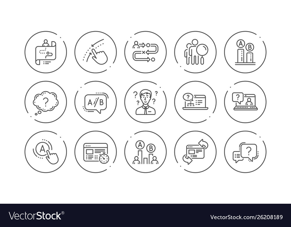 Ux line icons ab testing journey path map