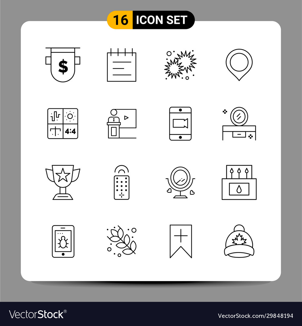 16 black icon pack outline symbols signs vector image 16 black icon pack outline symbols signs