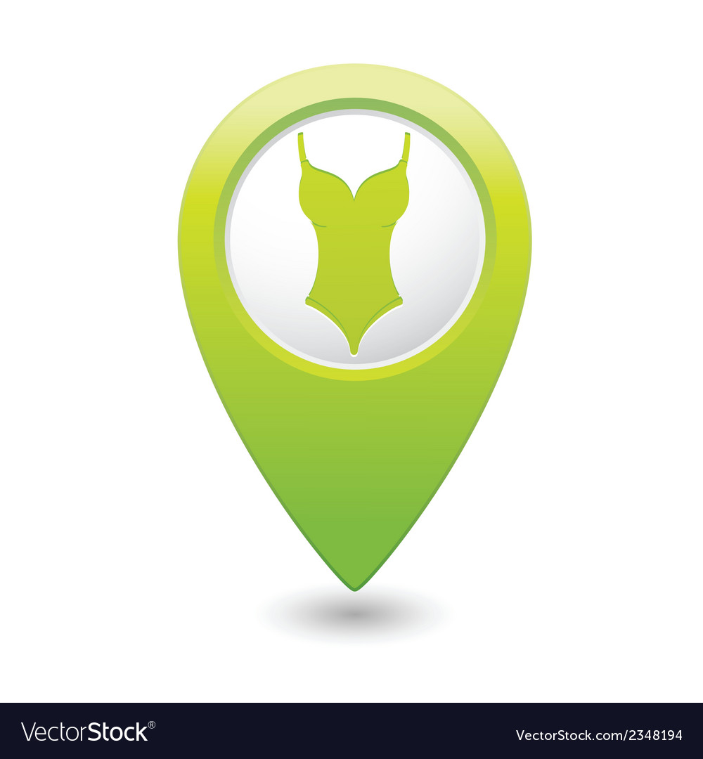 Bathing suit symbol green map pointer