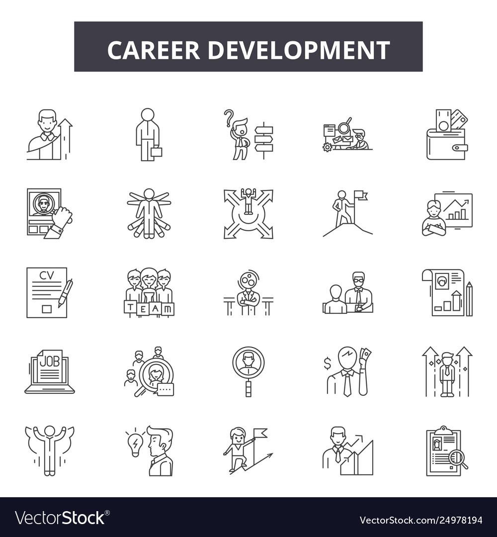 Career development line icons signs set