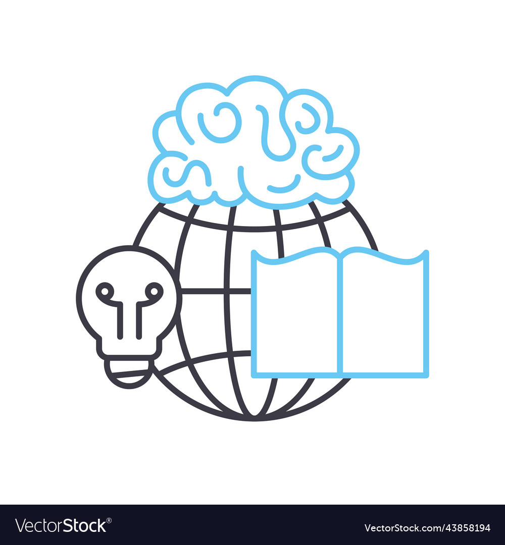 Data learning line icon outline symbol vector image Data learning line icon outline symbol