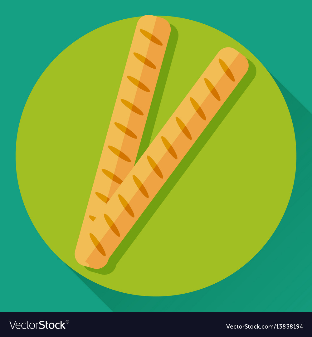 Flat icon of two french baguettes