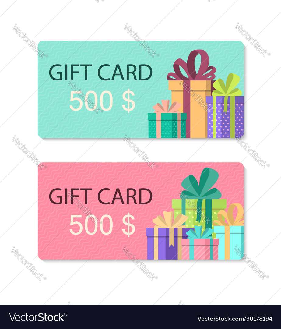 Gift card voucher discount coupon with presents Vector Image