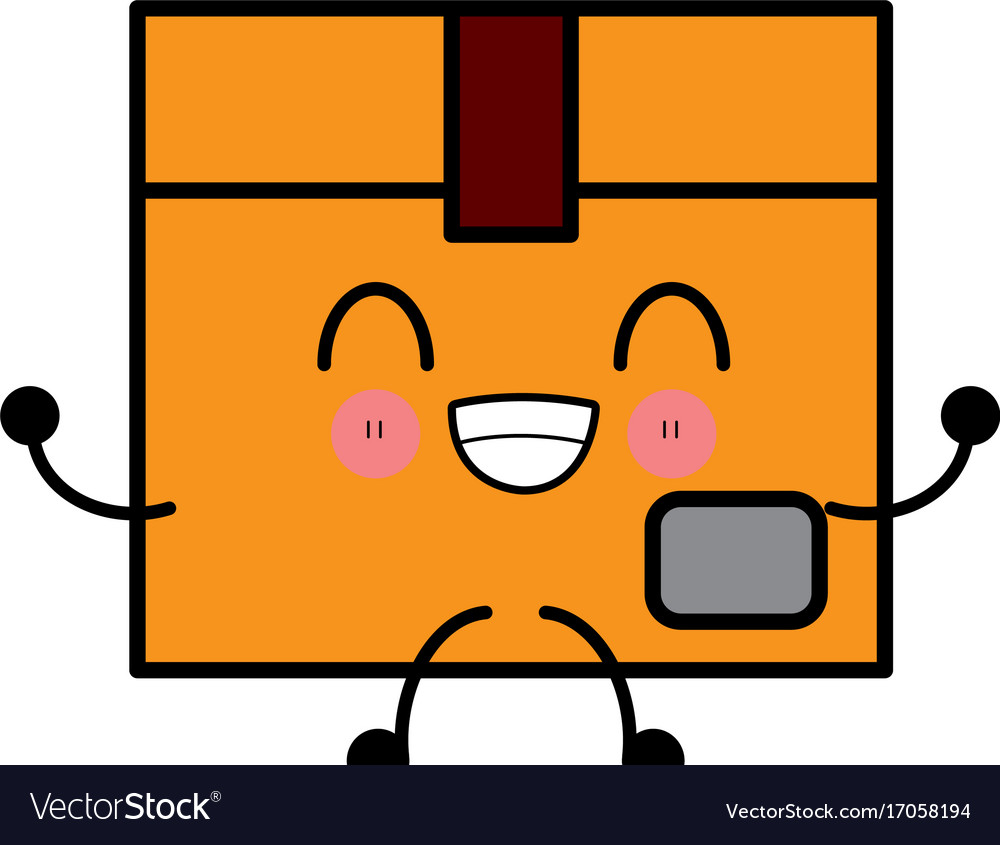 Kawaii closed cardboard box cargo delivery pack Vector Image