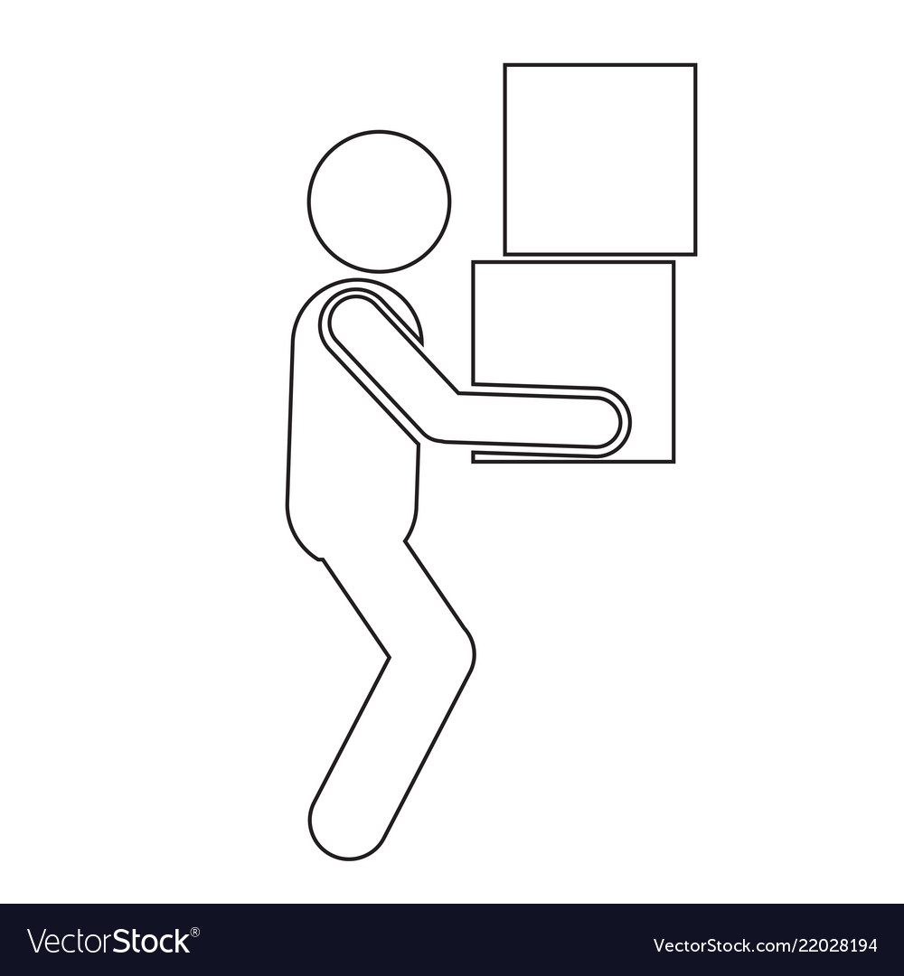 Man moving box pictograph icon design