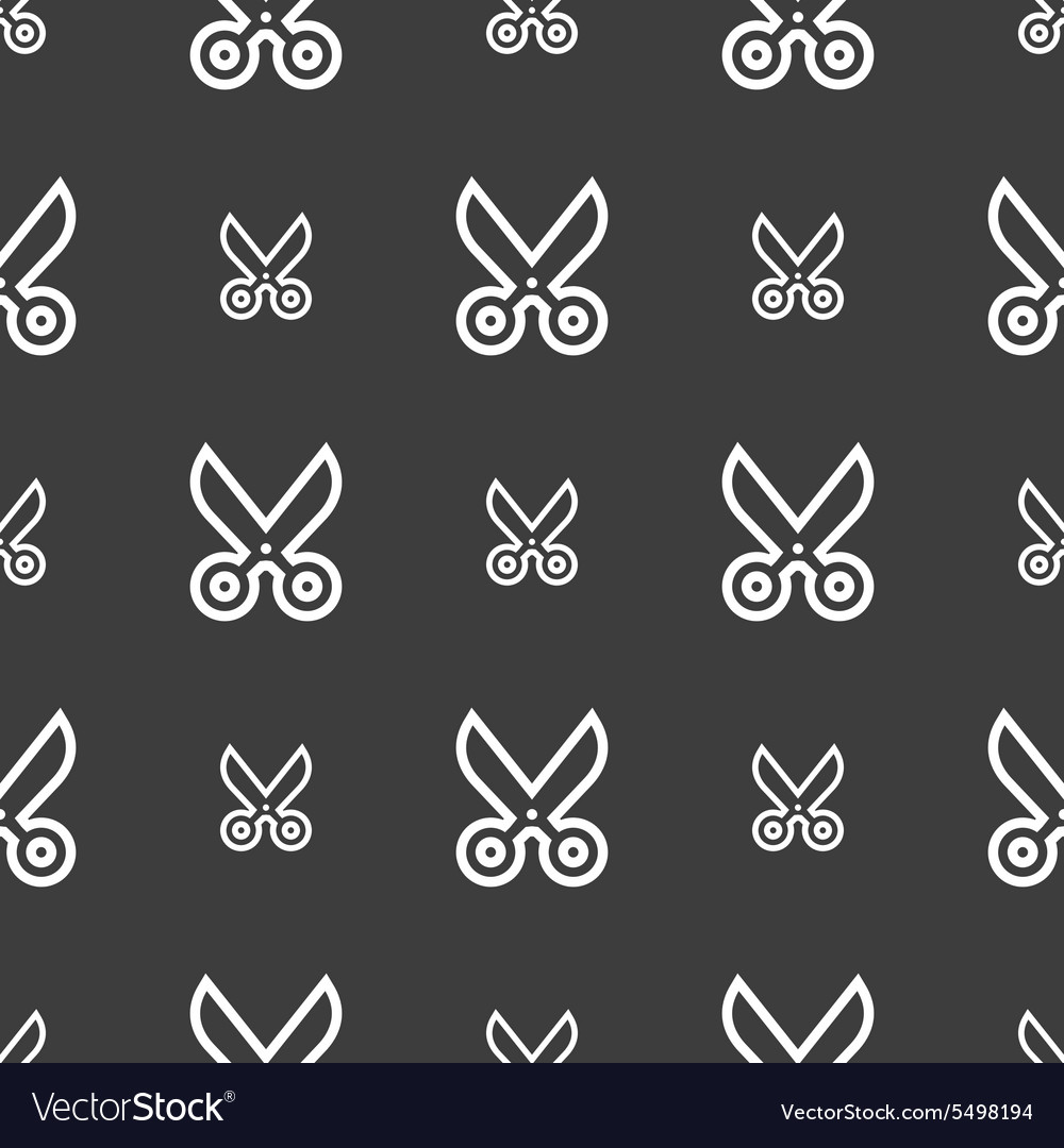 Scissors icon sign seamless pattern on a gray