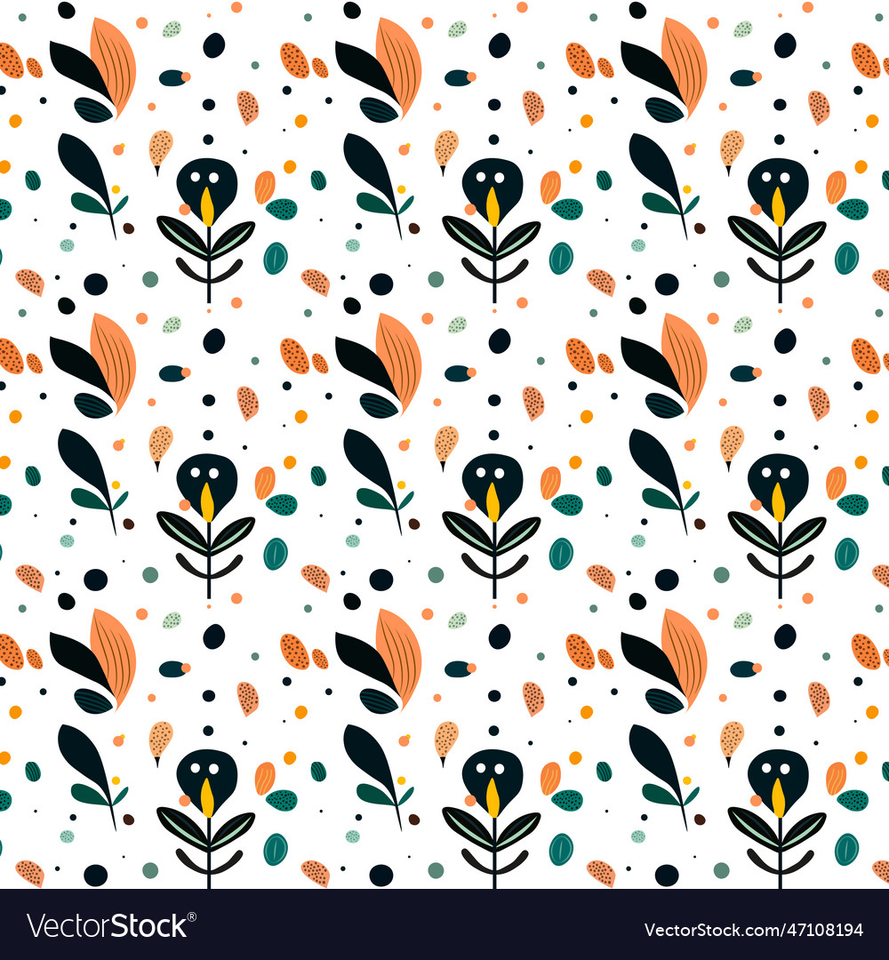 Seamless colorful organic floral pattern