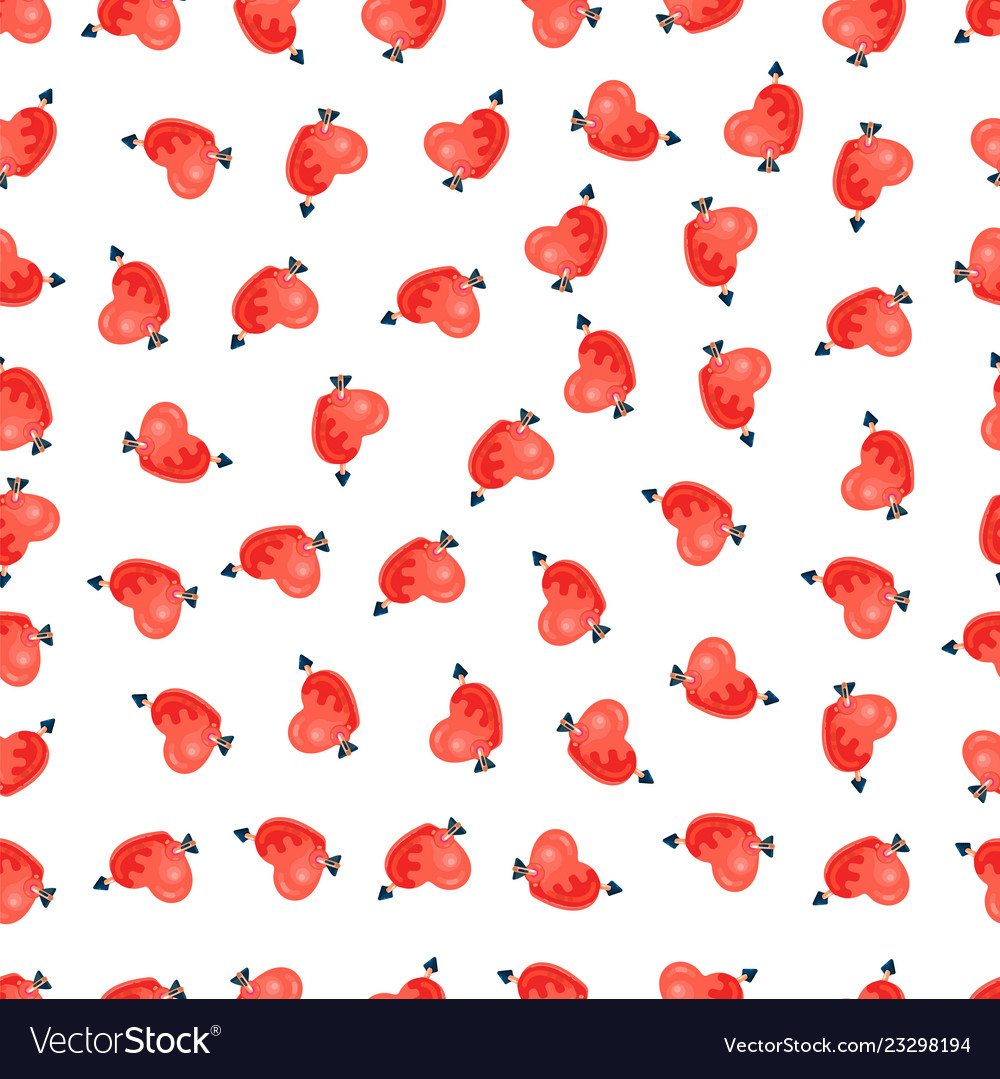 Seamless pattern of pink hearts valentines day