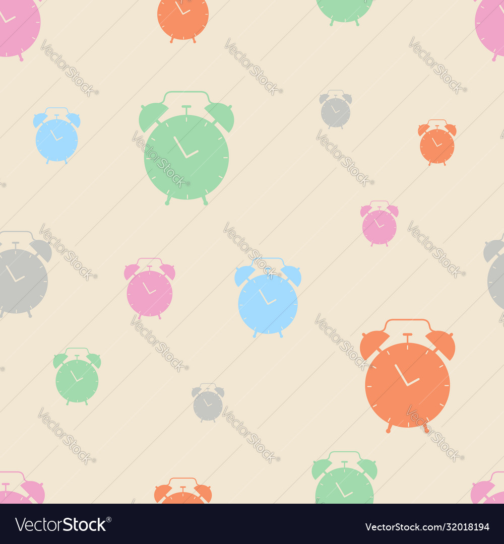 Seamless pattern with colorful clocks