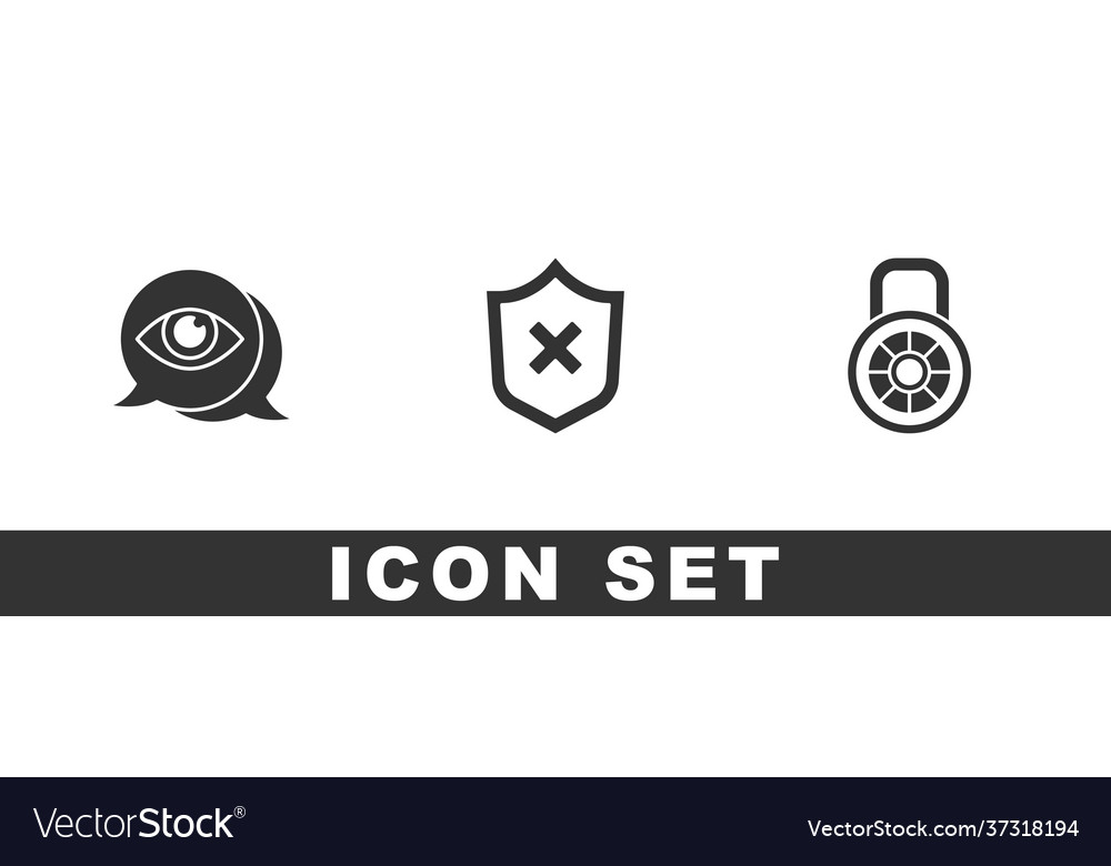 Set eye scan shield with cross mark and safe