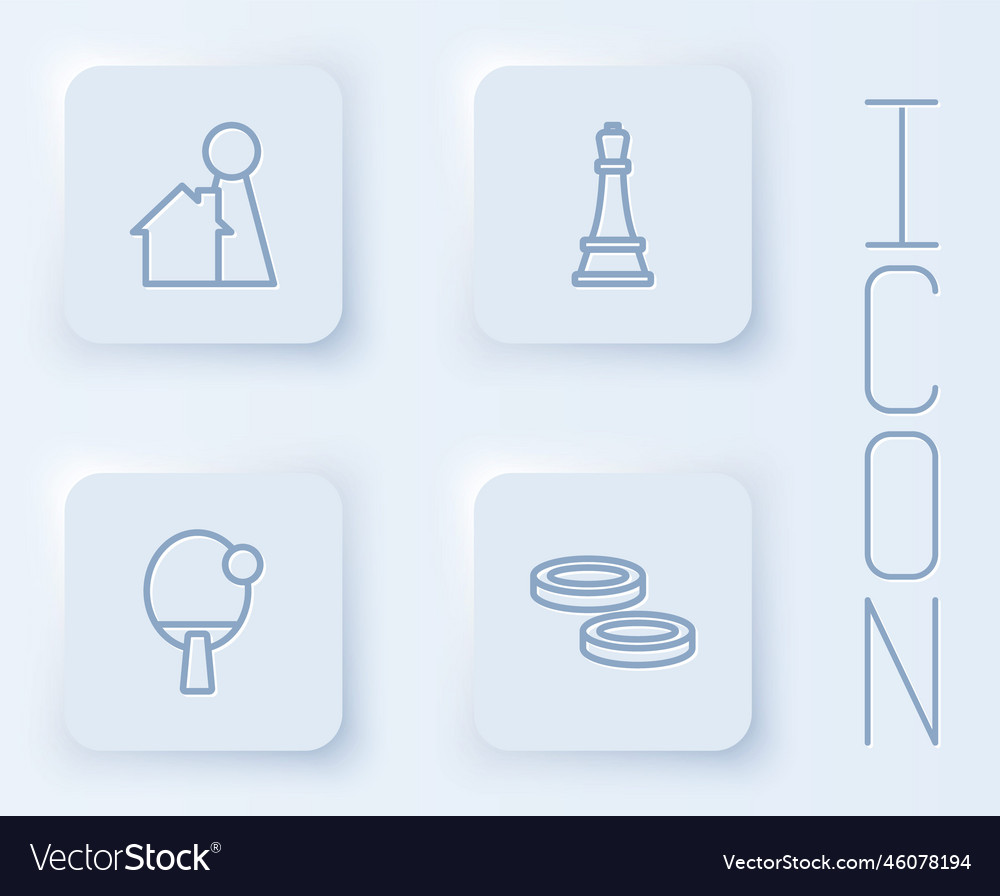 Set line chip for board game chess racket vector image Set line chip for board game chess racket
