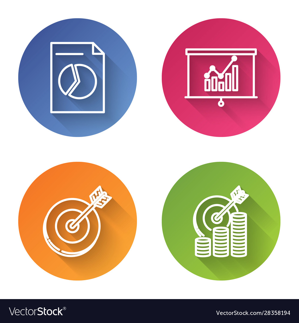 Set line document with graph chart board Vector Image Set line document with graph chart board