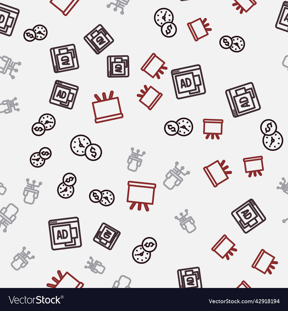 Set line time is money advertising office chair Vector Image Set line time is money advertising office chair