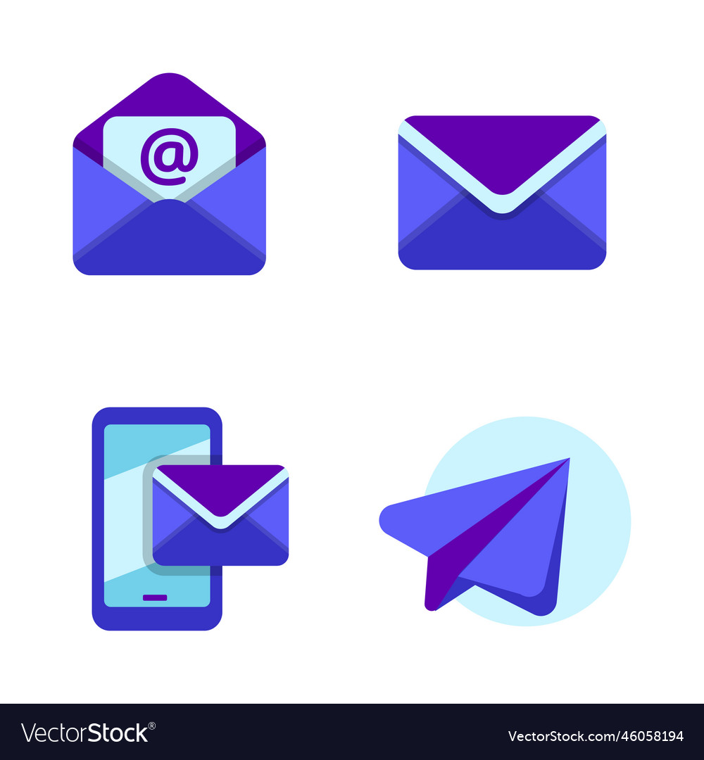 Set of email icons with colorful design vector image Set of email icons with colorful design