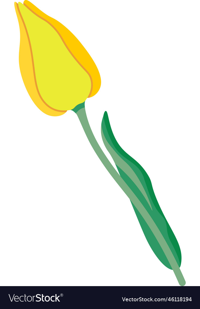 Simple flat style with bud of tulip flower