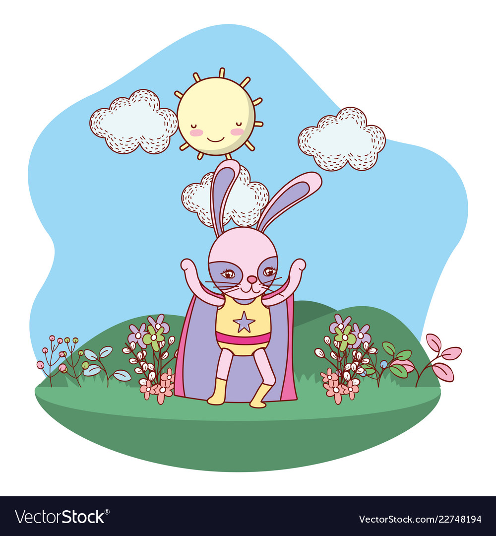 Superhero bunny outdoors cartoon