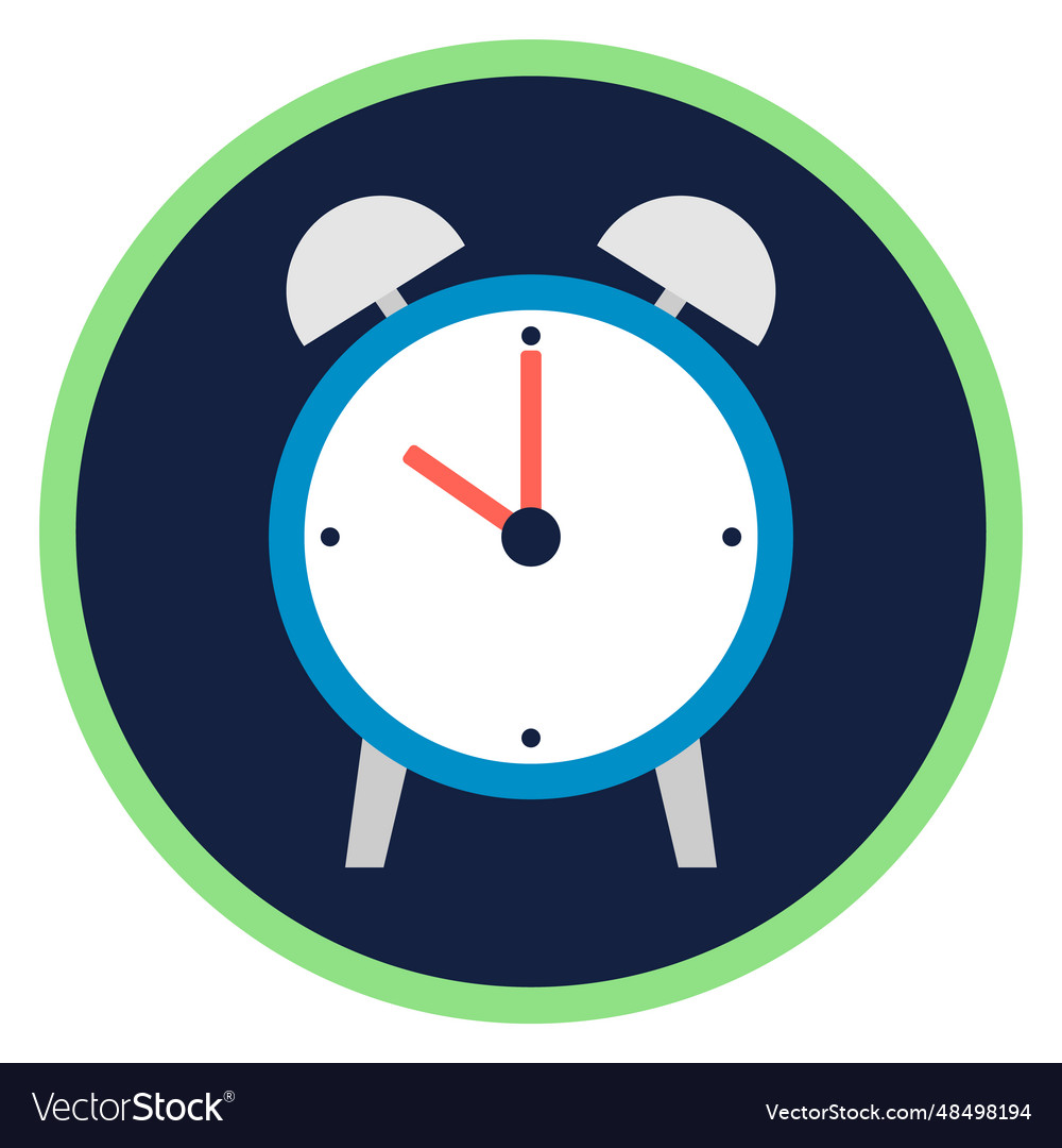 Time icon round alarm clock color symbol vector image Time icon round alarm clock color symbol