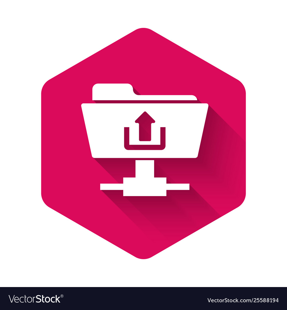 White ftp folder upload icon isolated with long vector image White ftp folder upload icon isolated with long