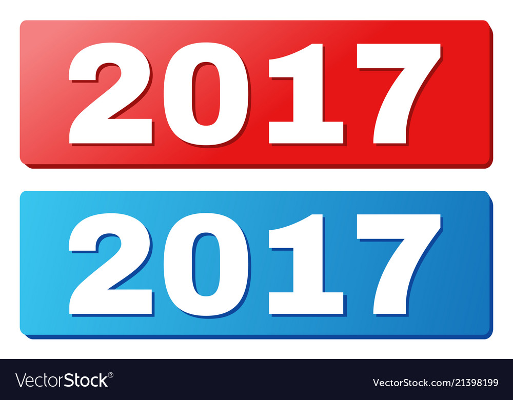 2017 text on blue and red rectangle buttons
