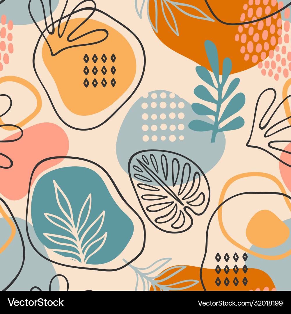 Artistic seamless pattern with abstract leaves Vector Image