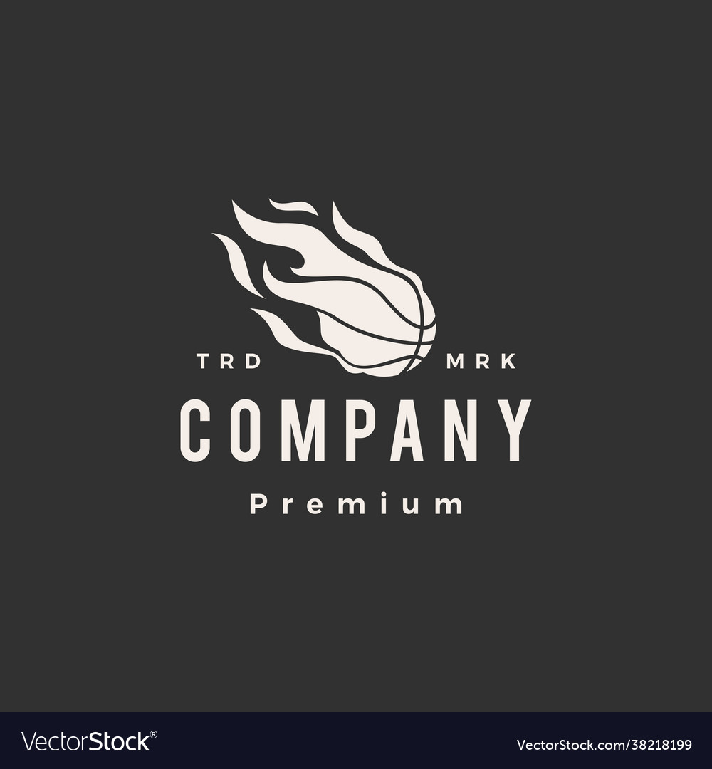 Basket ball fire flame hipster vintage logo icon vector image Basket ball fire flame hipster vintage logo icon