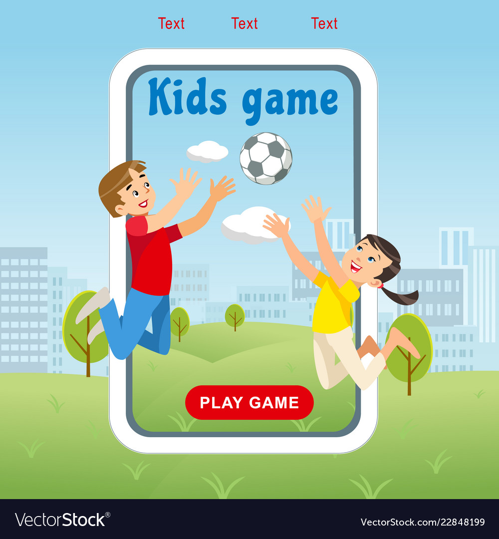 Concept image happy kids game soccer ball