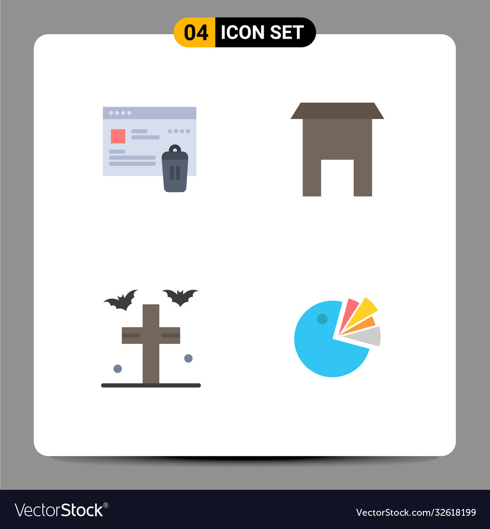 Group 4 modern flat icons set for gdpr grave