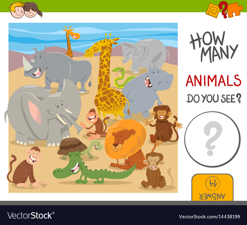 How many animals game for kids Royalty Free Vector Image