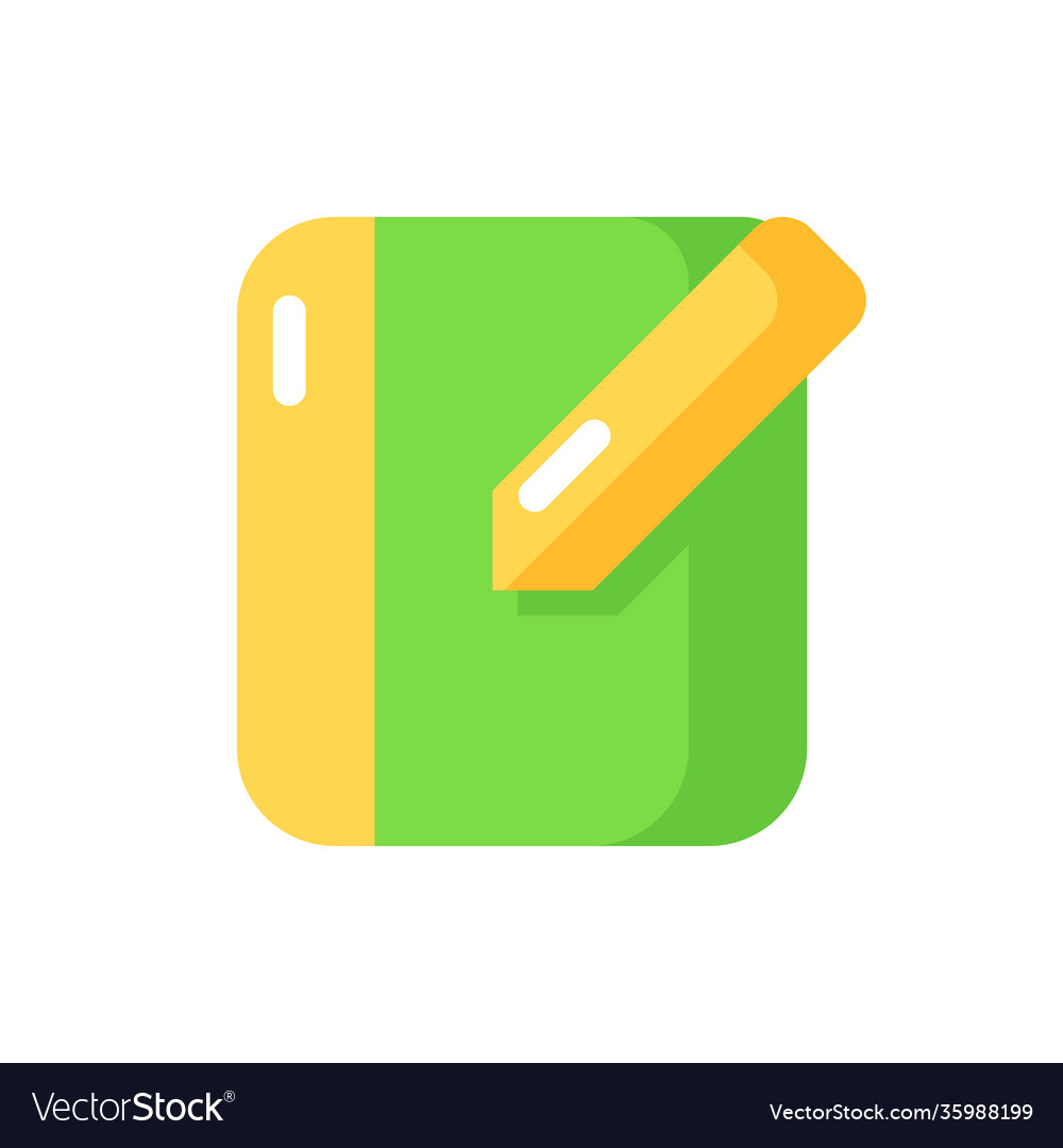 Notebook app flat color icon vector image Notebook app flat color icon