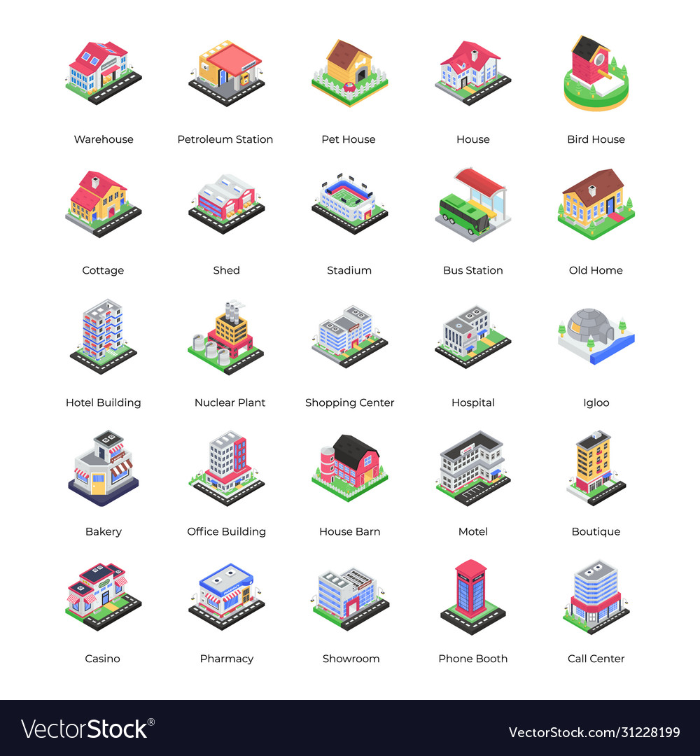 Real estate isometric icon pack