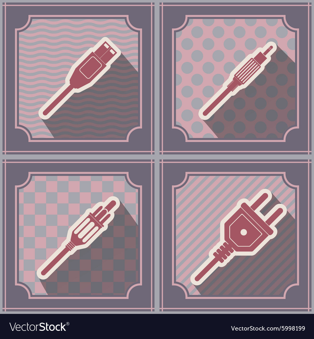 Seamless background with different power cord plug vector image Seamless background with different power cord plug