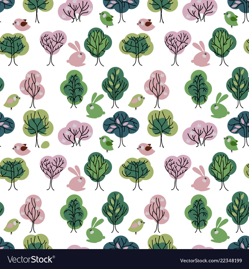 Seamless pattern with spring forest endless