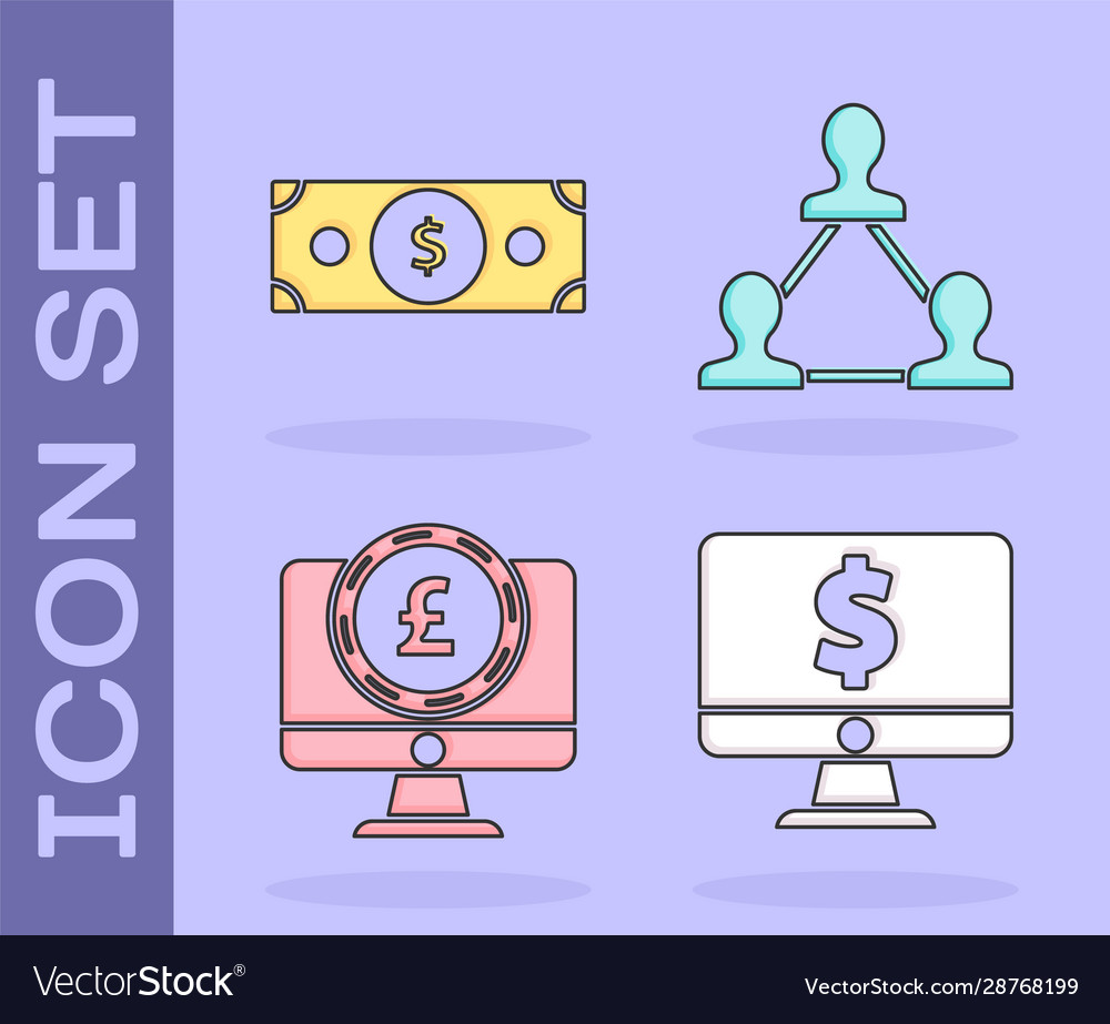 Set computer monitor with dollar symbol stacks