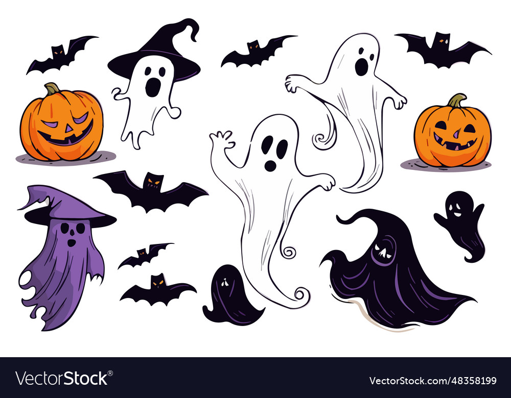 Set halloween ghosts