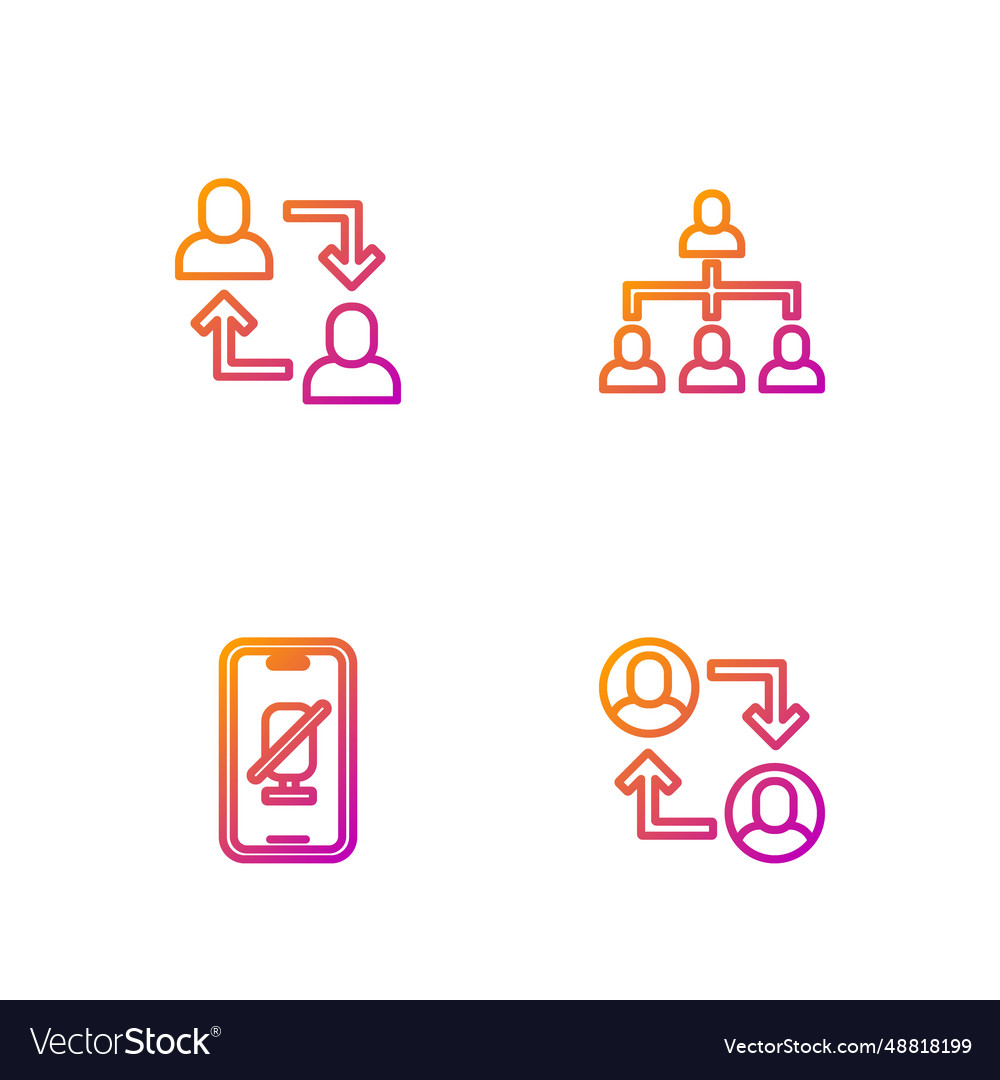 Set line project team base mute microphone Vector Image Set line project team base mute microphone