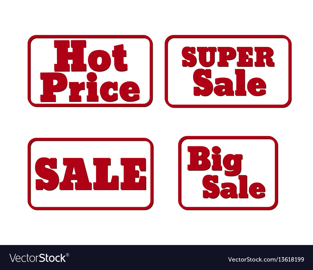 Set of red sale stamps hot price promotion Vector Image