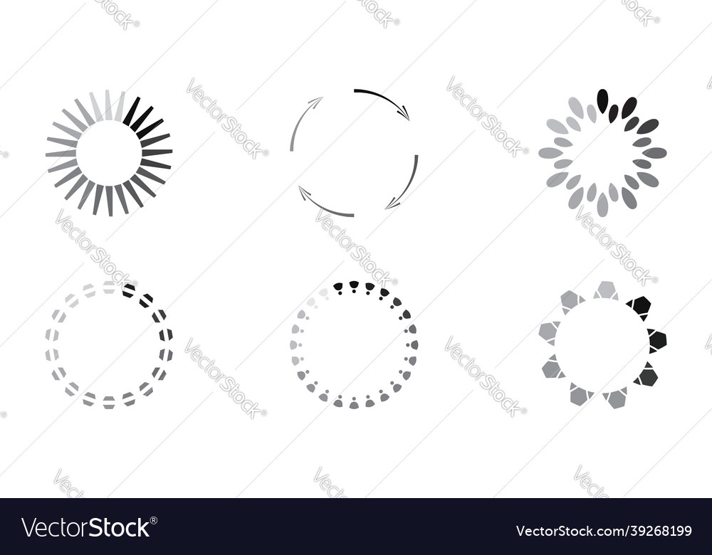 Updated progress circle bar set icon vector image Updated progress circle bar set icon