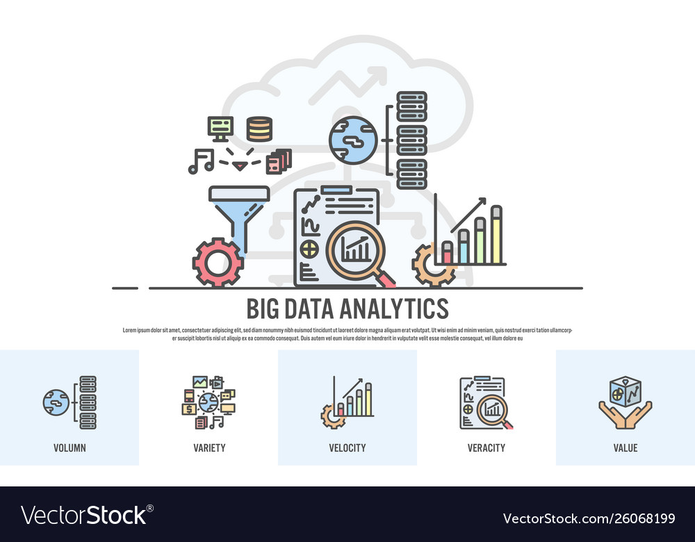 Web design template with filled line icons big Vector Image