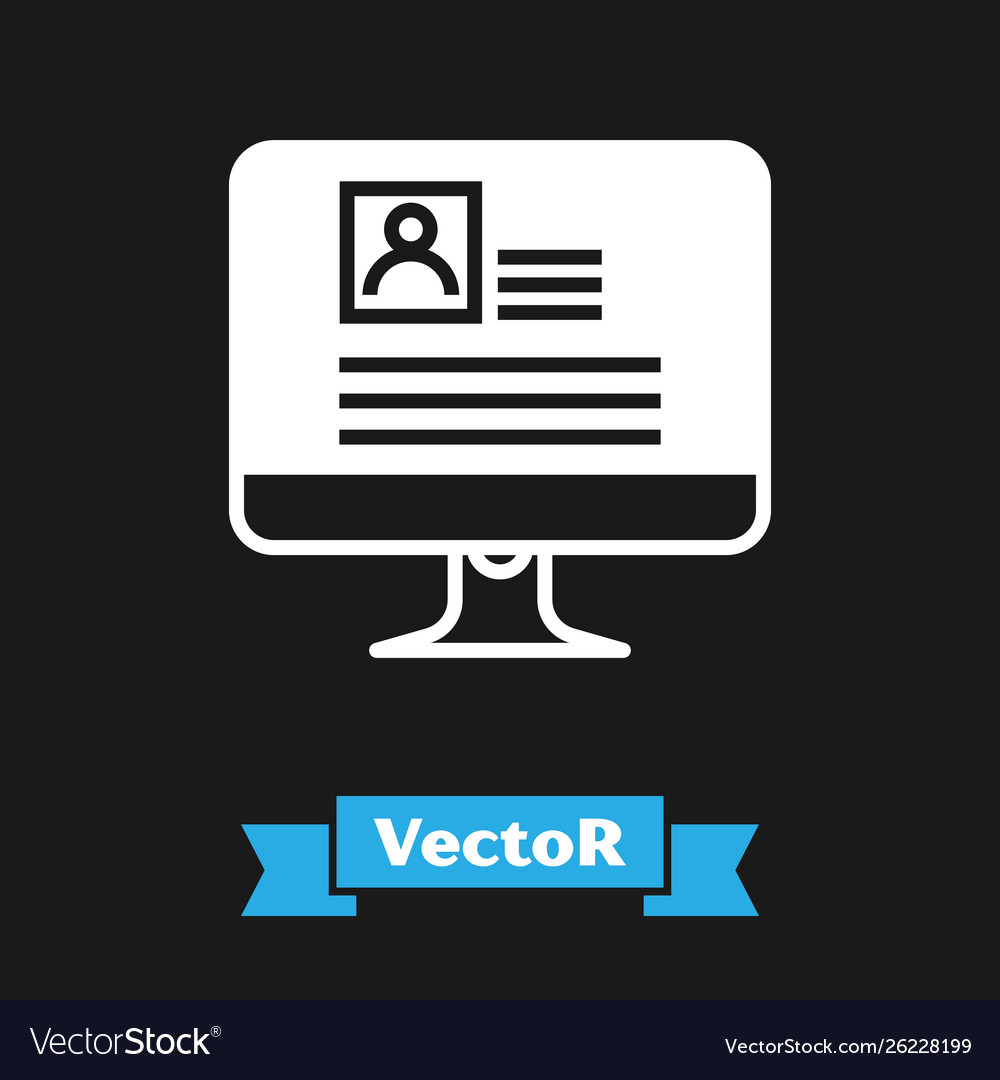 White computer monitor with resume icon isolated