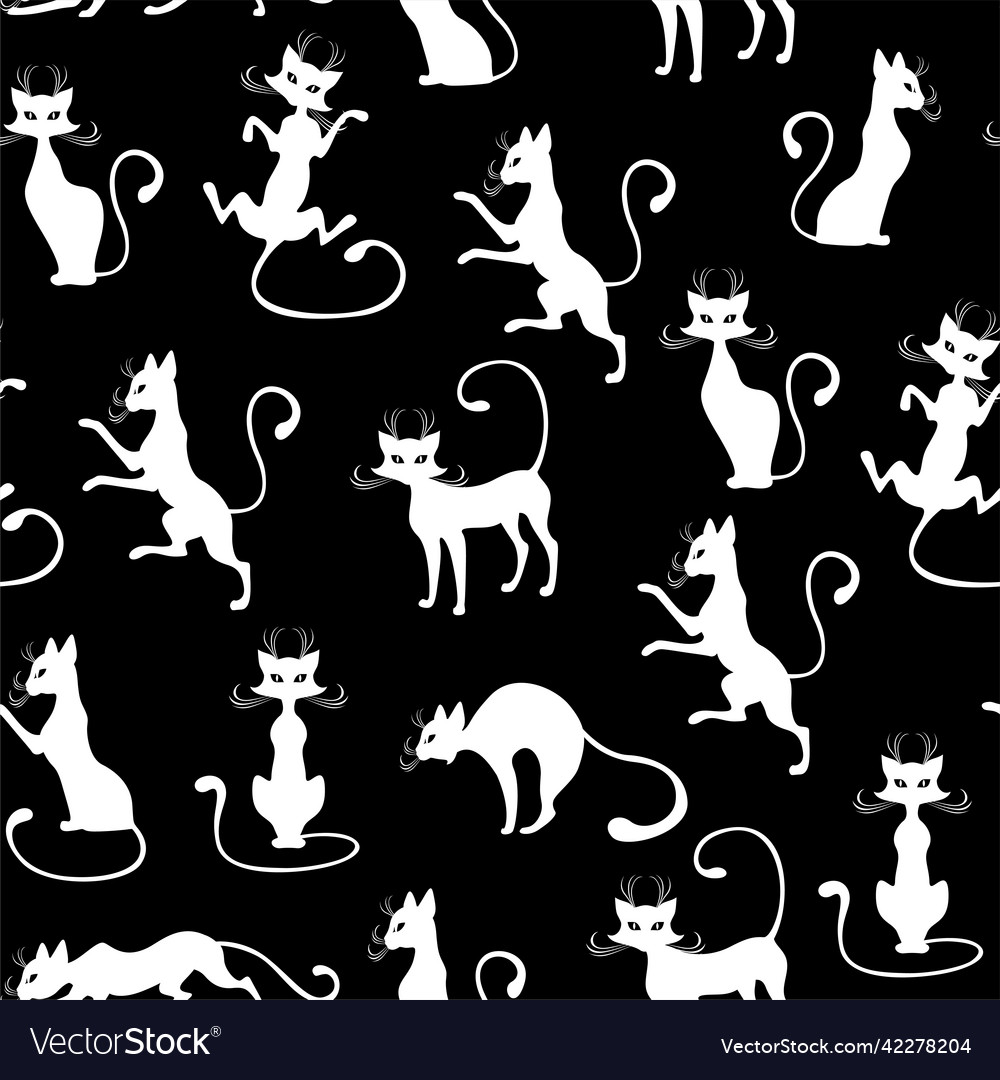 Cat pattern seamless Royalty Free Vector Image