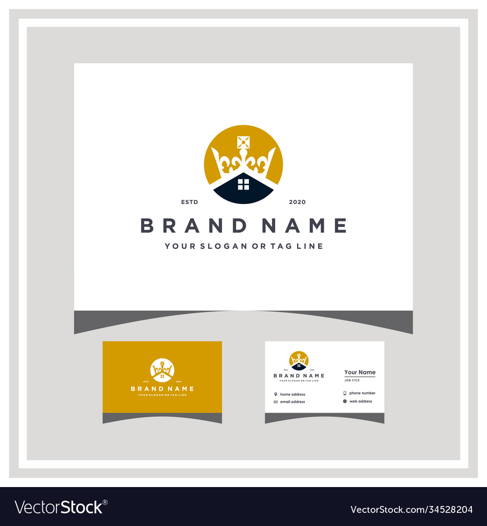 Crown house logo design with business card