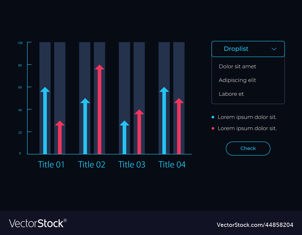 Data comparison chart ui element template vector image Data comparison chart ui element template