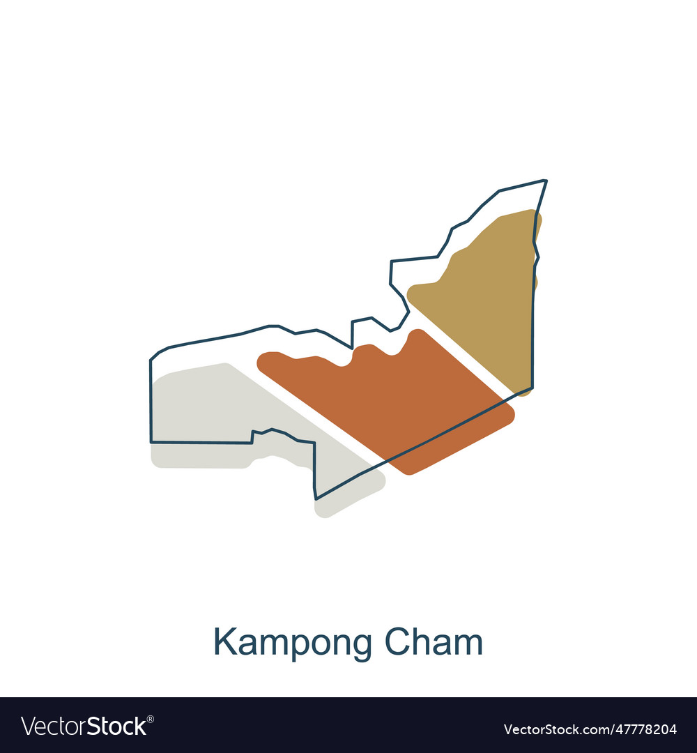 Kampong Cham Map High Detailed Provinces Vector Image