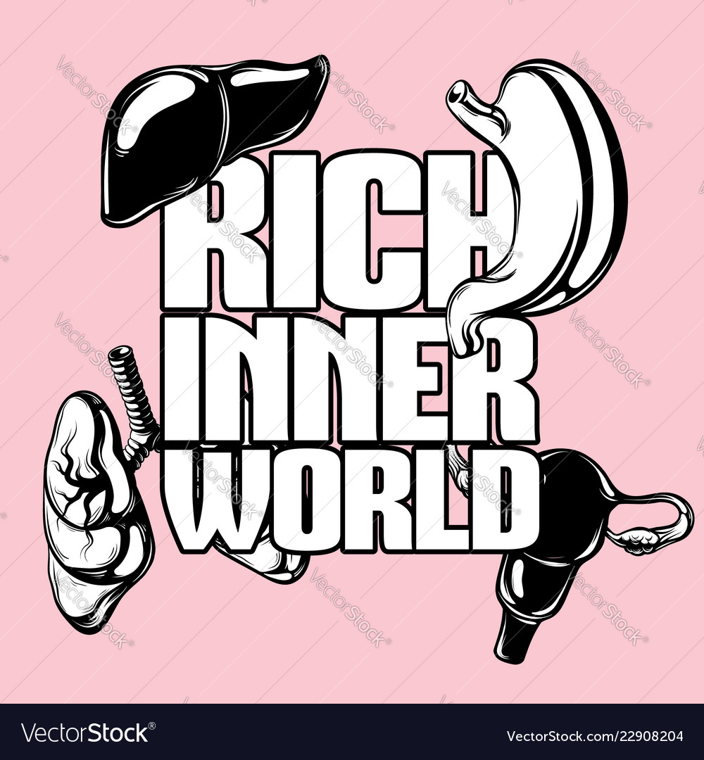 Rich inner world hand drawn placard