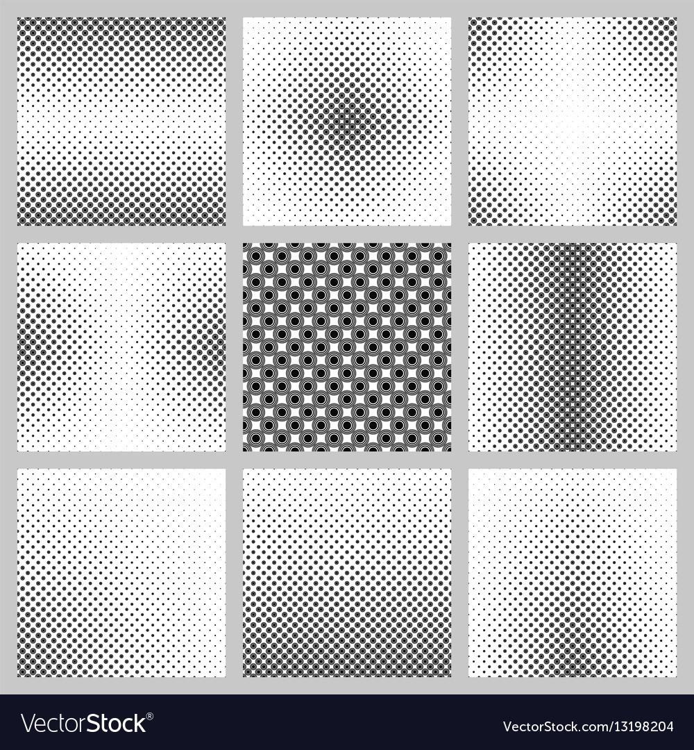 Seamless monochrome circle pattern design set