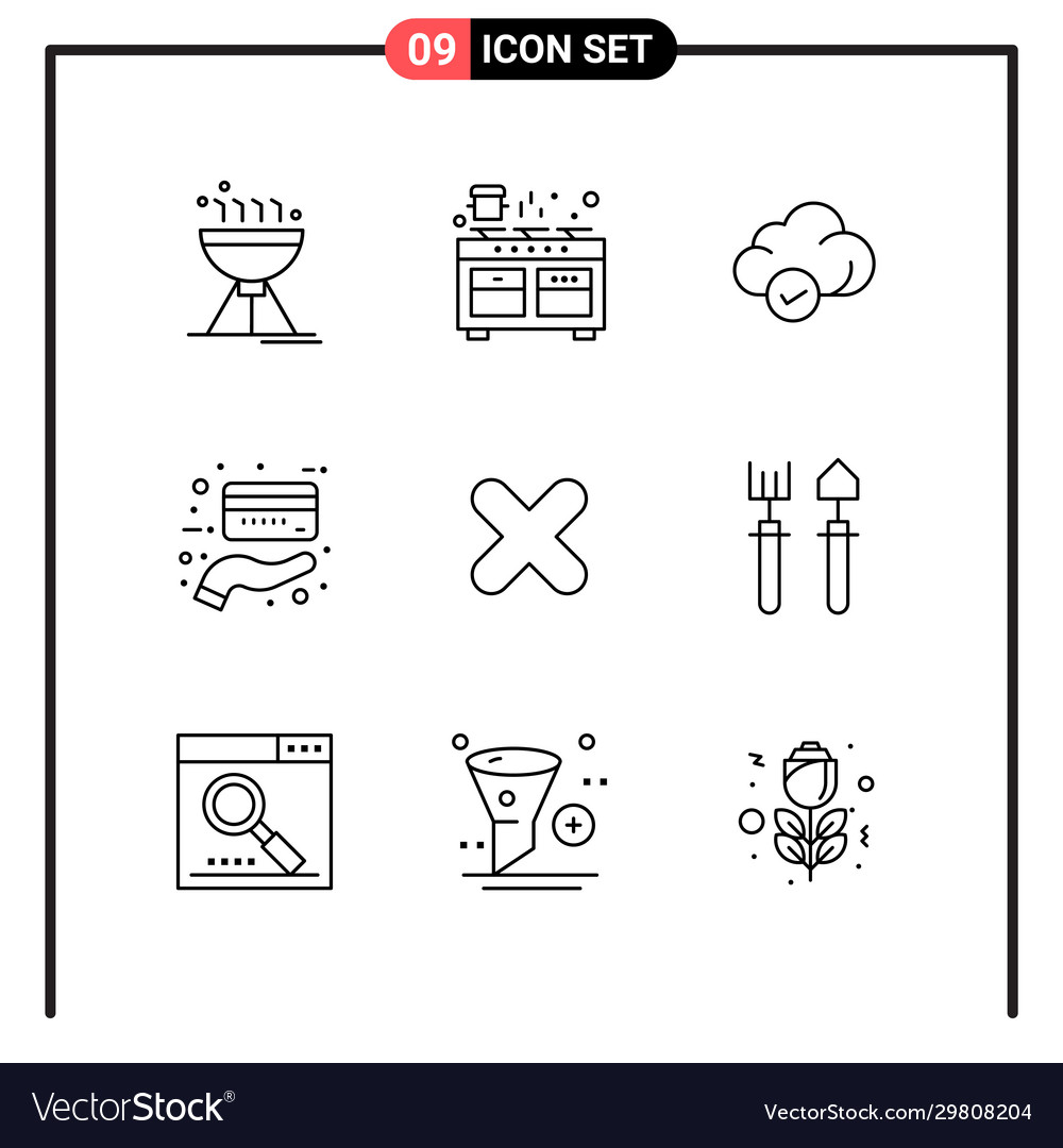 Set 9 line style icons for web and mobile Vector Image Set 9 line style icons for web and mobile