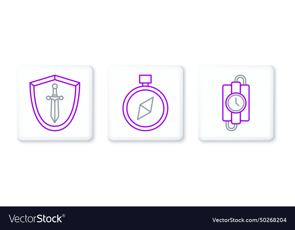 Set line dynamite stick and timer clock medieval
